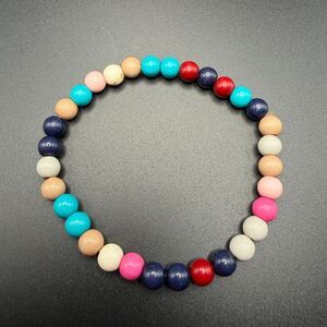 Handmade  Rainbow Round Beaded Stretch Bracelet Women Multicolor Dyed Jade